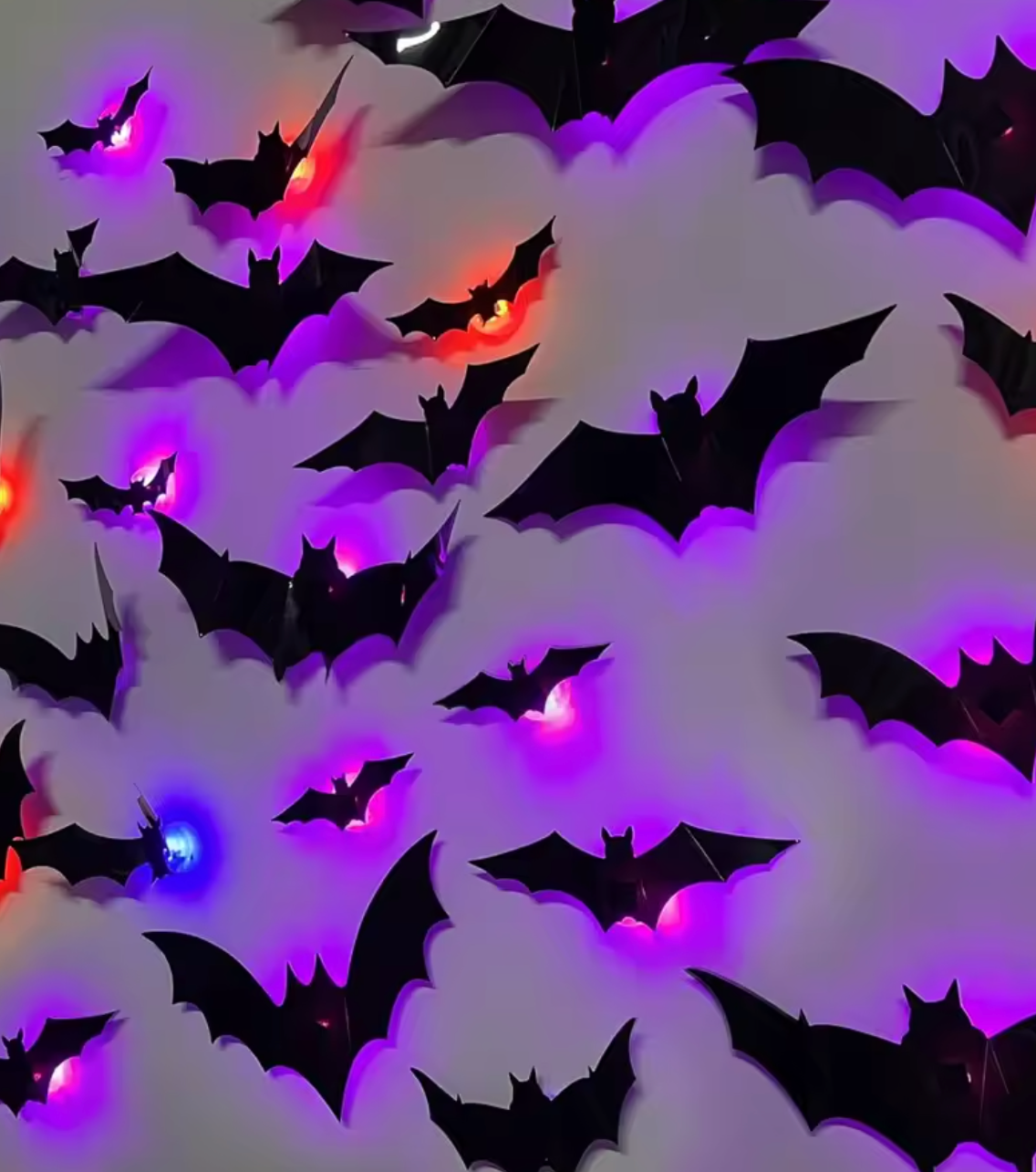 12 Pcs/Set 3D Bat Design LED Decoration