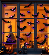 12 Pcs/Set 3D Bat Design LED Decoration