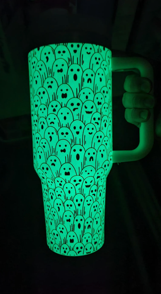 Glow in the dark ghosts cup 40 oz Halloween cup engraved tumbler