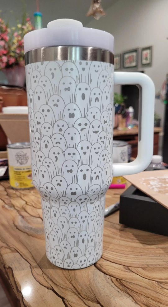 Glow in the dark ghosts cup 40 oz Halloween cup engraved tumbler