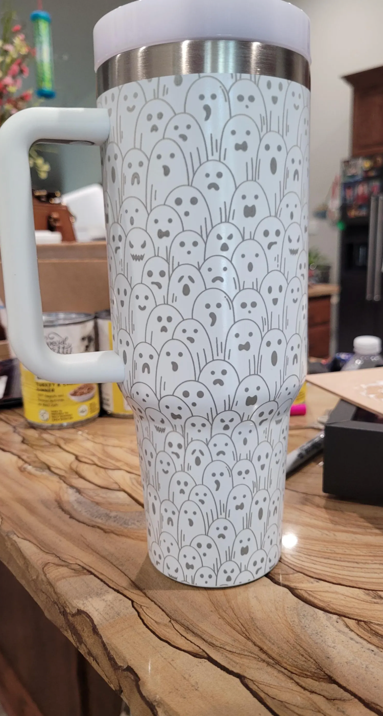 Glow in the dark ghosts cup 40 oz Halloween cup engraved tumbler