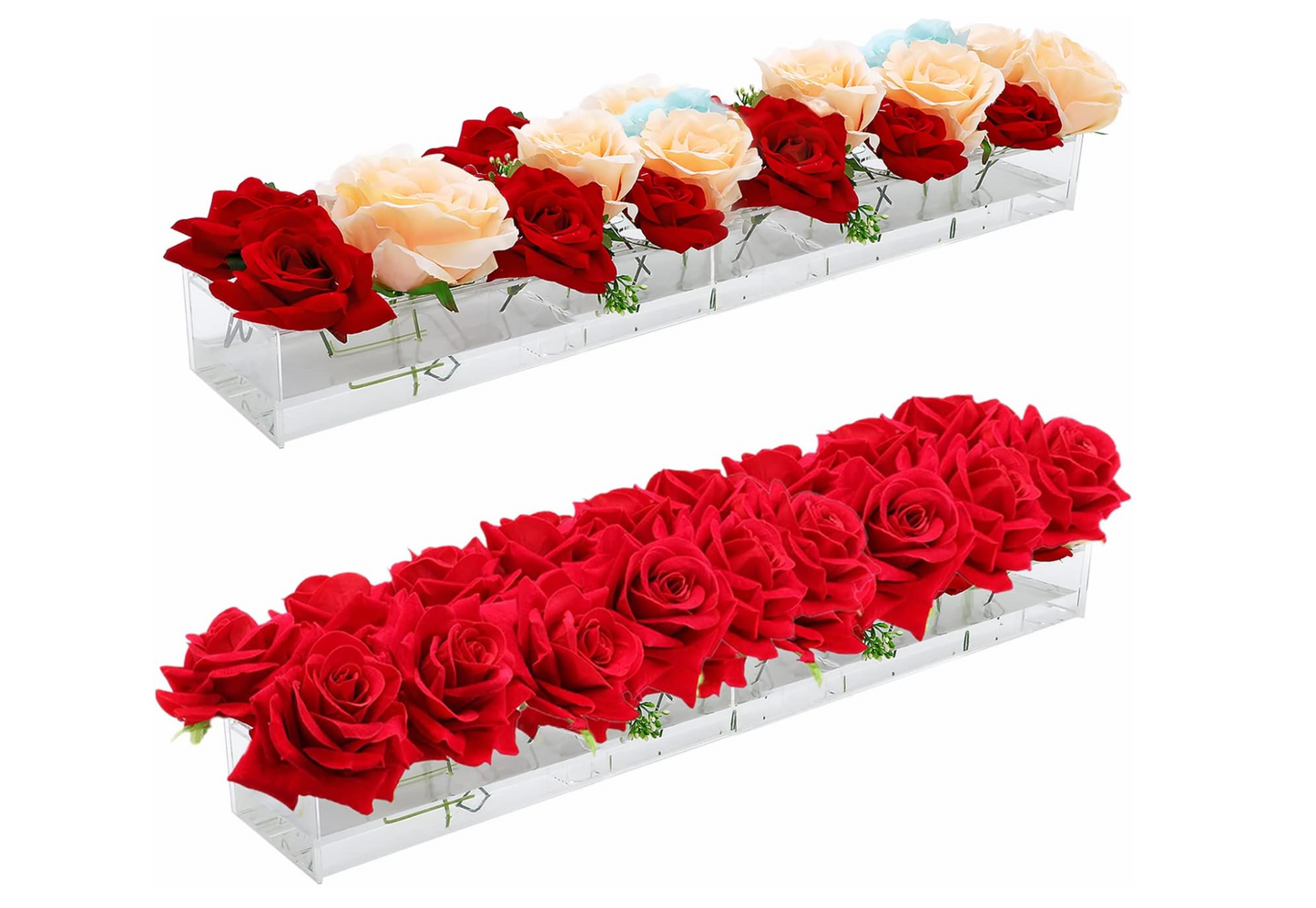 17 Inch 2 Pack Clear Acrylic Flower Vase Rectangular Floral Centerpiece