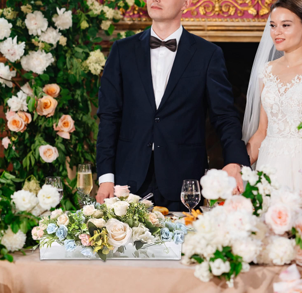 17 Inch 2 Pack Clear Acrylic Flower Vase Rectangular Floral Centerpiece