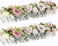 17 Inch 2 Pack Clear Acrylic Flower Vase Rectangular Floral Centerpiece