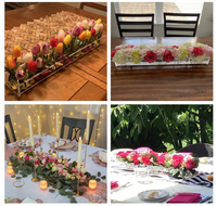 17 Inch 2 Pack Clear Acrylic Flower Vase Rectangular Floral Centerpiece