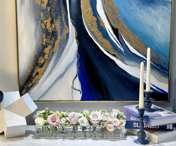 17 Inch 2 Pack Clear Acrylic Flower Vase Rectangular Floral Centerpiece